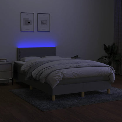 Boxspringbett mit Matratze & LED Hellgrau 120x190 cm Stoff