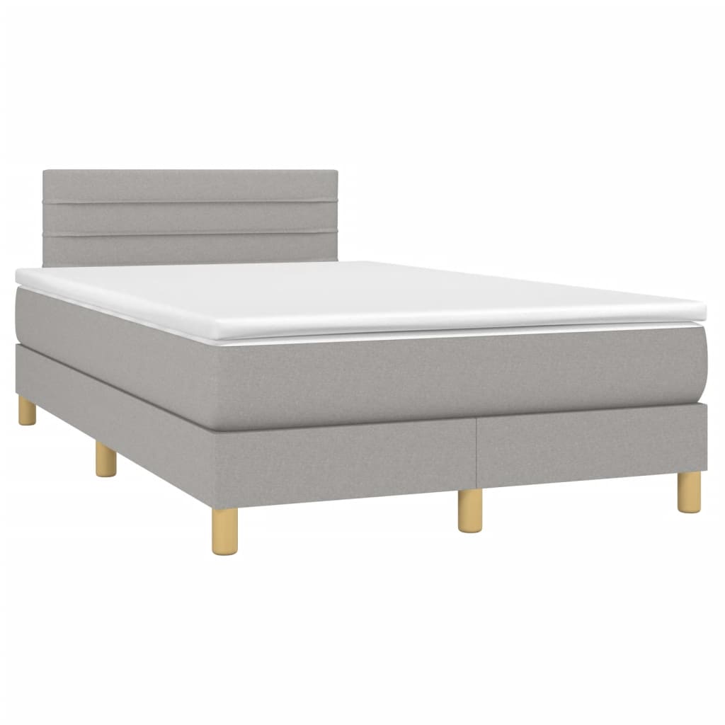 Boxspringbett mit Matratze & LED Hellgrau 120x190 cm Stoff