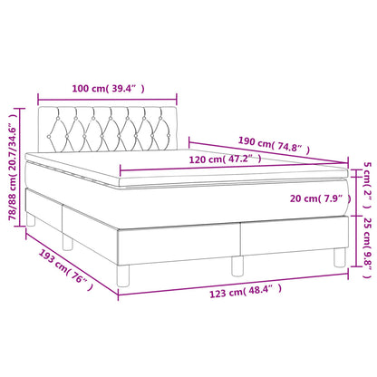 Boxspringbett mit Matratze & LED Hellgrau 120x190 cm Stoff