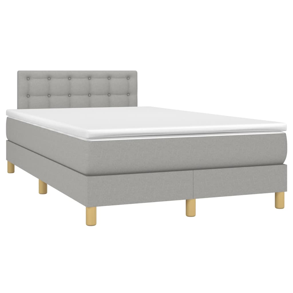 Boxspringbett mit Matratze & LED Hellgrau 120x190 cm Stoff