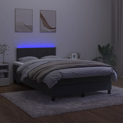 Boxspringbett mit Matratze & LED Schwarz 120x190 cm Samt