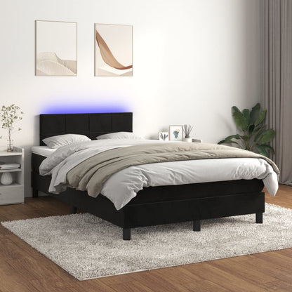 Boxspringbett mit Matratze & LED Schwarz 120x190 cm Samt