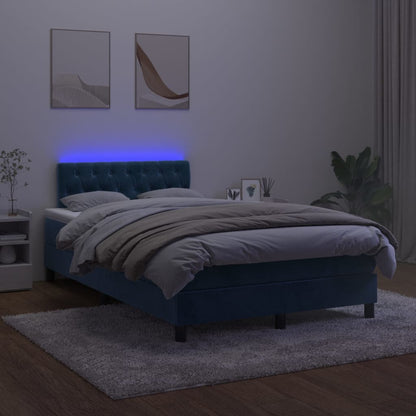 Boxspringbett mit Matratze & LED Dunkelblau 120x190 cm Samt