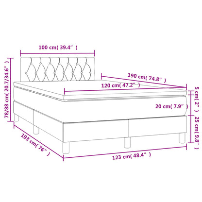 Boxspringbett mit Matratze & LED Rosa 120x190 cm Samt