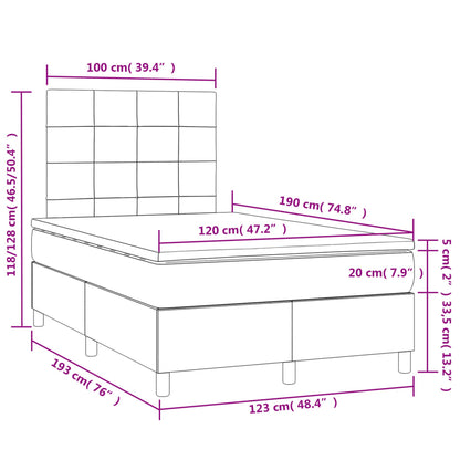 Boxspringbett mit Matratze & LED Creme 120x190 cm Stoff