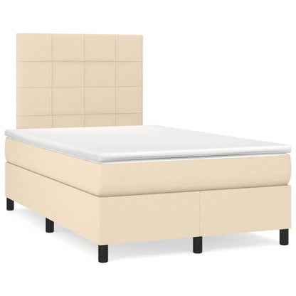 Boxspringbett mit Matratze & LED Creme 120x190 cm Stoff