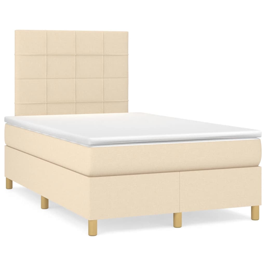 Boxspringbett mit Matratze & LED Creme 120x190 cm Stoff