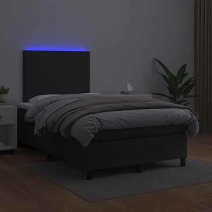 Boxspringbett mit Matratze & LED Schwarz 120x190 cm Kunstleder