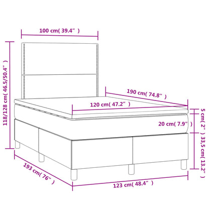 Boxspringbett mit Matratze & LED Schwarz 120x190 cm Kunstleder