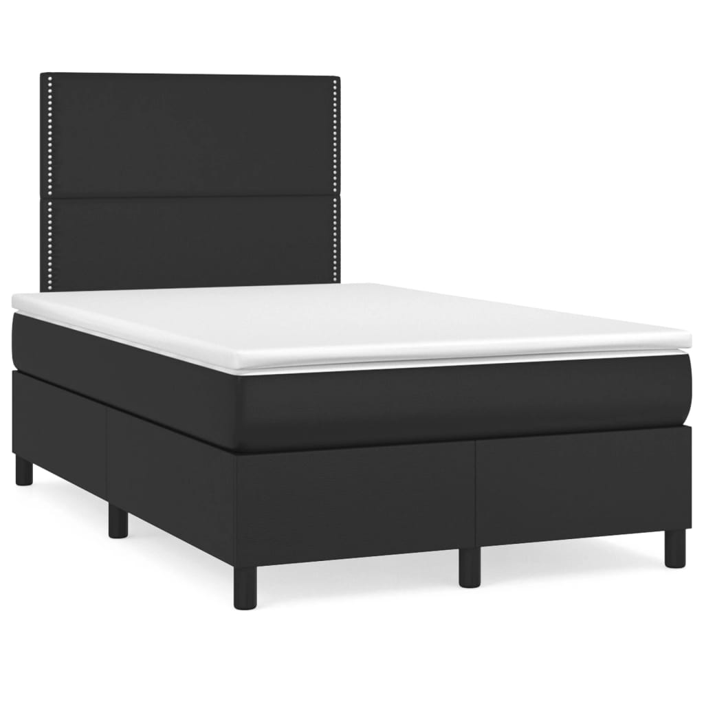 Boxspringbett mit Matratze & LED Schwarz 120x190 cm Kunstleder