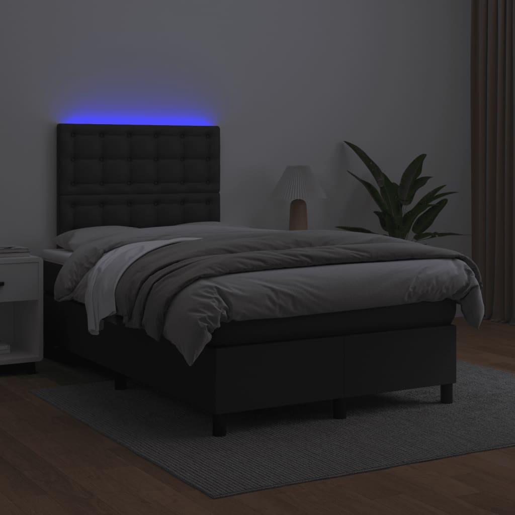 Boxspringbett mit Matratze & LED Schwarz 120x190 cm Kunstleder