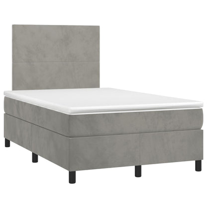 Boxspringbett mit Matratze & LED Hellgrau 120x190 cm Samt