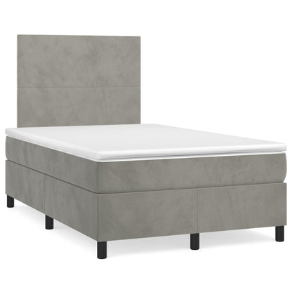 Boxspringbett mit Matratze & LED Hellgrau 120x190 cm Samt