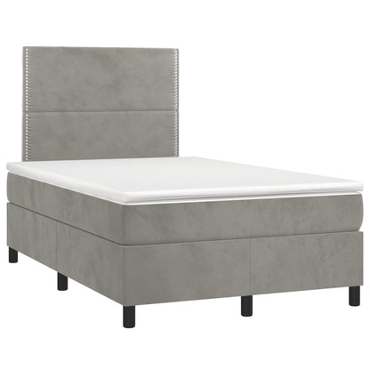 Boxspringbett mit Matratze & LED Hellgrau 120x190 cm Samt