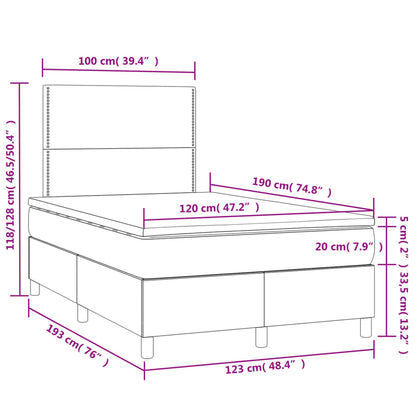 Boxspringbett mit Matratze & LED Hellgrau 120x190 cm Samt