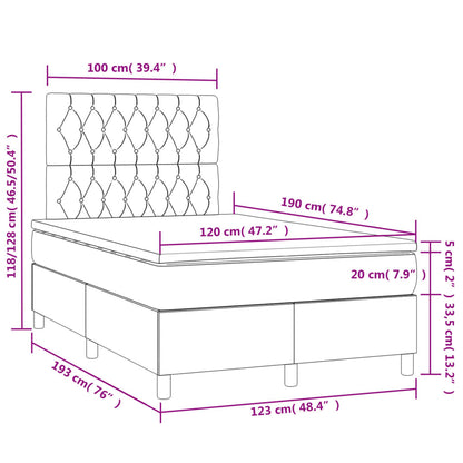 Boxspringbett mit Matratze & LED Hellgrau 120x190 cm Samt