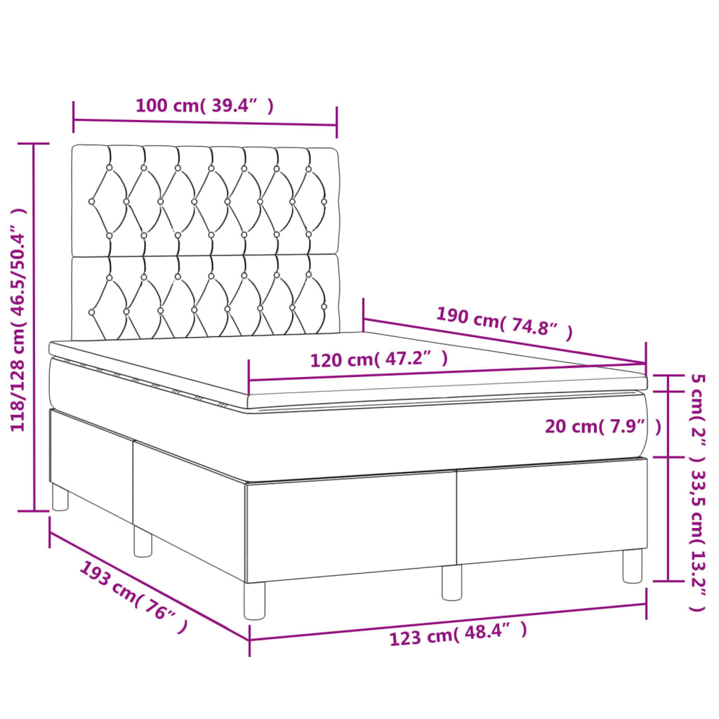 Boxspringbett mit Matratze & LED Dunkelgrün 120x190 cm Samt