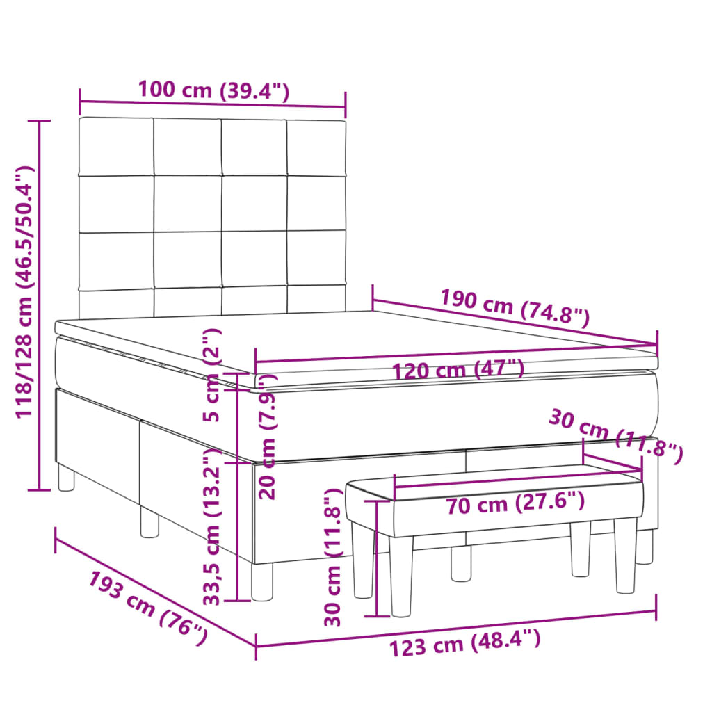 Boxspringbett mit Matratze Taupe 120x190 cm Stoff