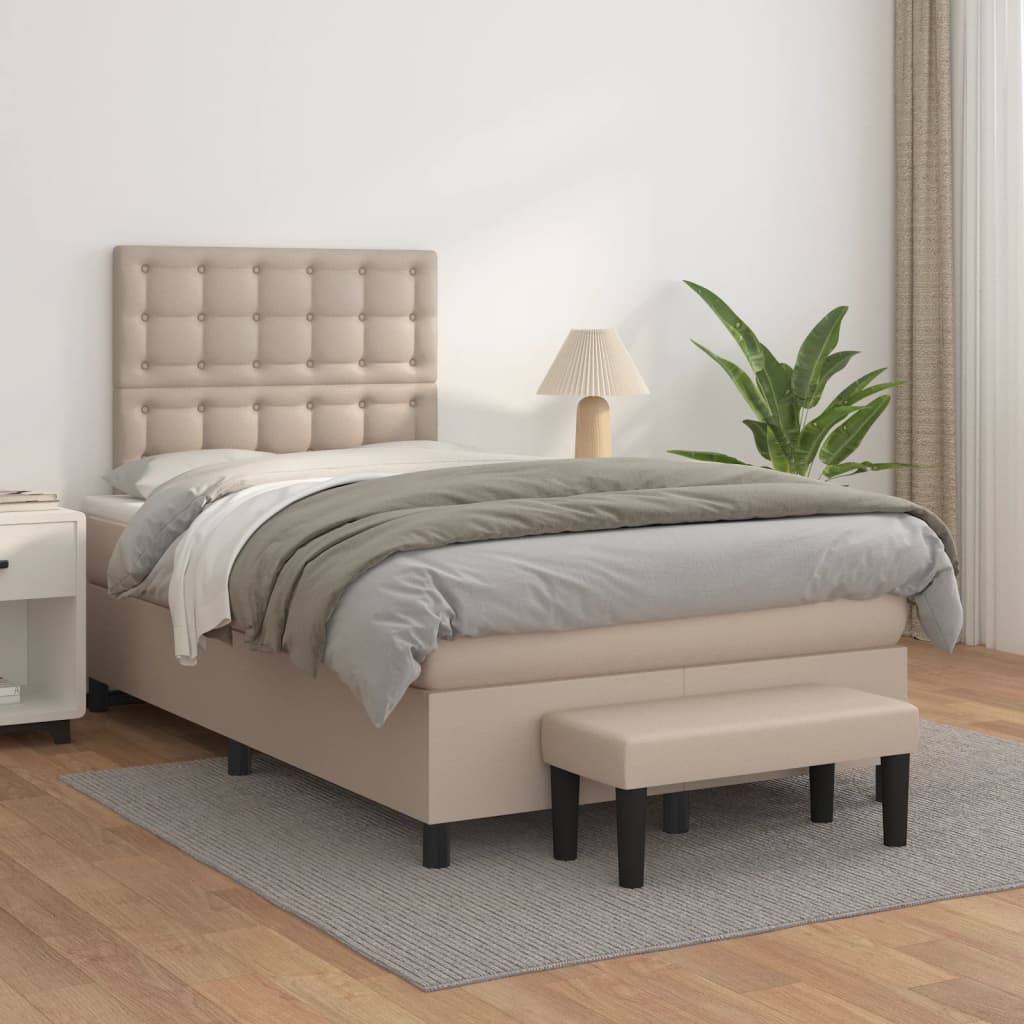 Boxspringbett Matratze Cappuccino-Braun 120x190 cm Kunstleder