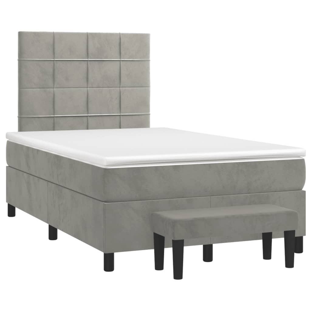 Boxspringbett mit Matratze Hellgrau 120x190 cm Samt