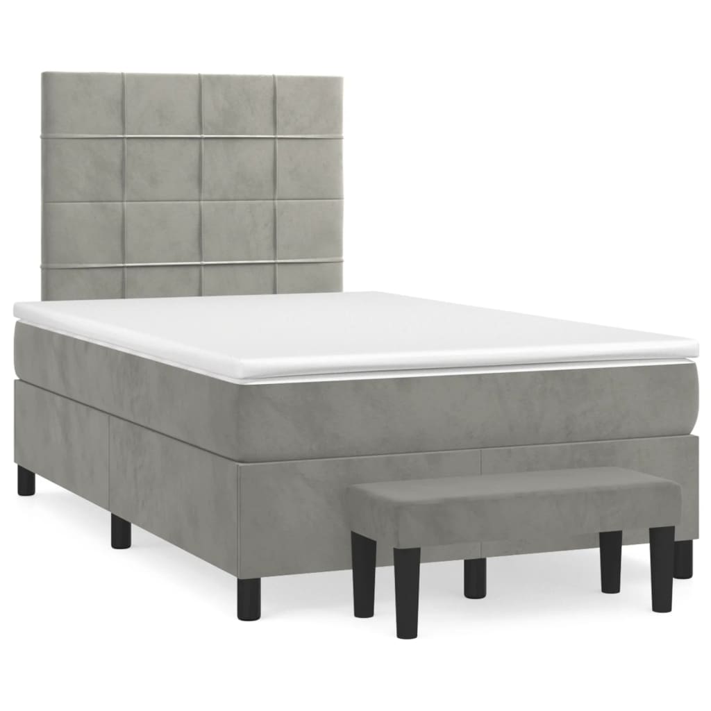 Boxspringbett mit Matratze Hellgrau 120x190 cm Samt