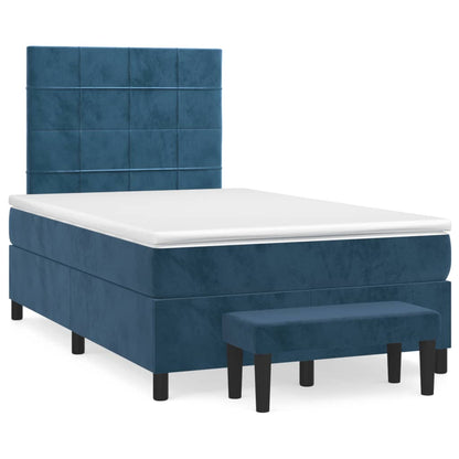 Boxspringbett mit Matratze Dunkelblau 120x190 cm Samt