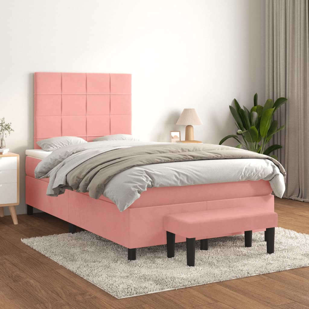 Boxspringbett mit Matratze Rosa 120x190 cm Samt