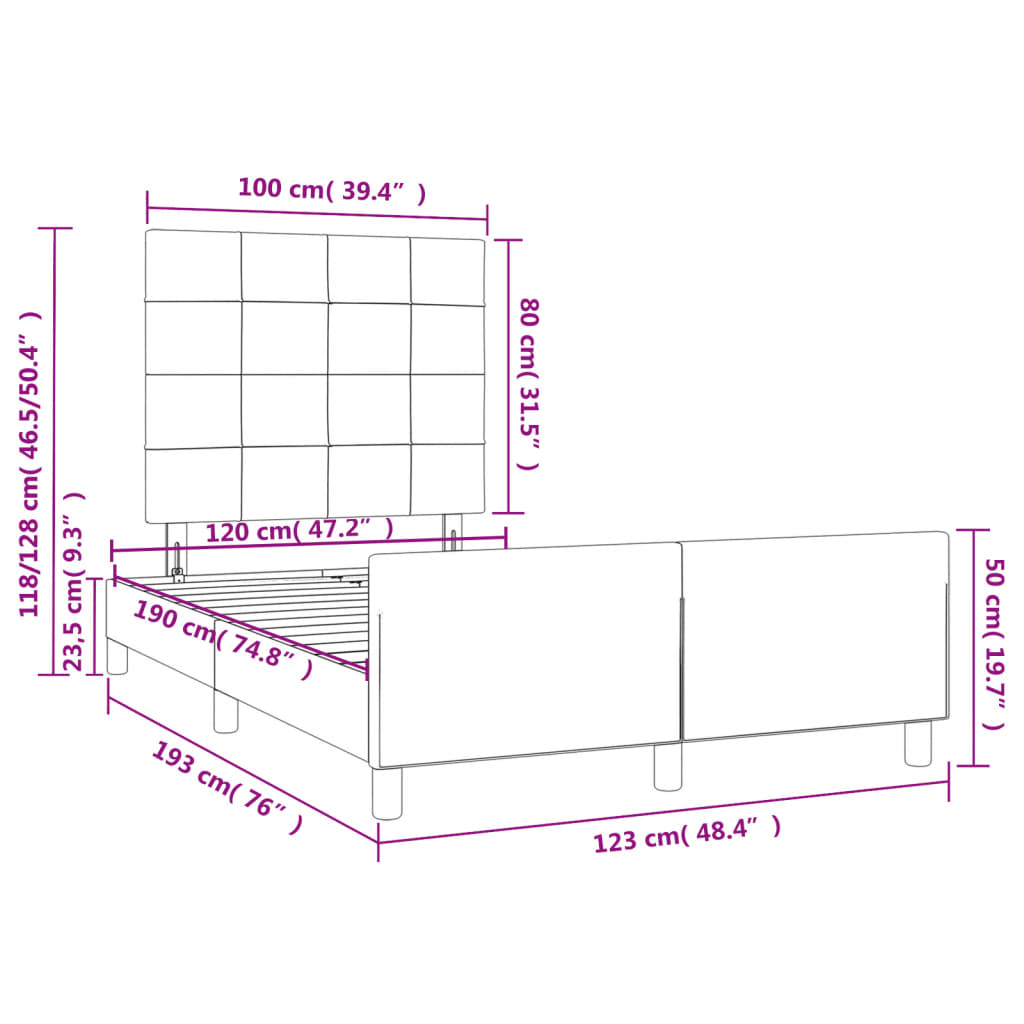 Bettgestell mit Kopfteil Dunkelbraun 120x190 cm Stoff