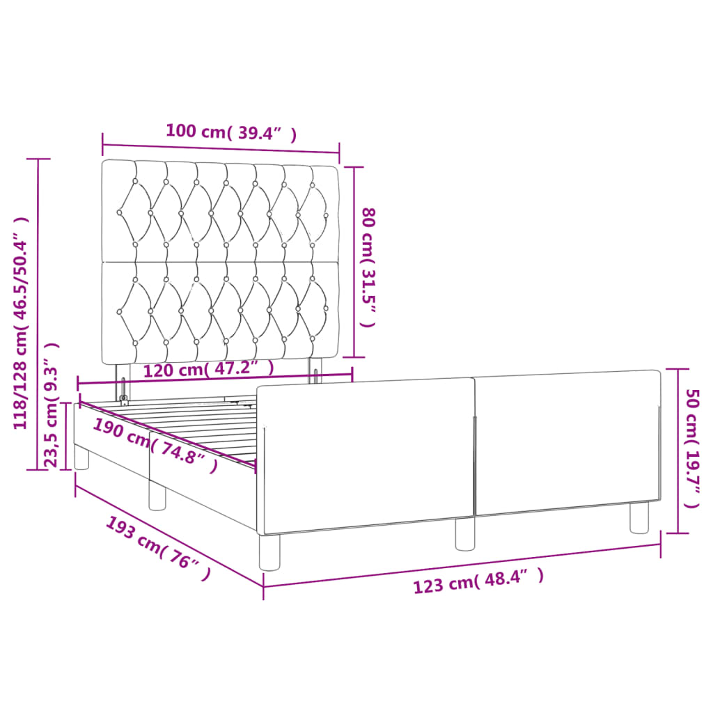 Bettgestell ohne Matratze Hellgrau 120x190 cm Stoff