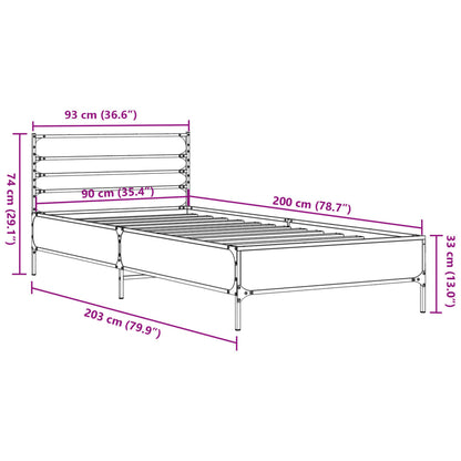 Bettgestell Schwarz 90x200 cm Holzwerkstoff und Metall