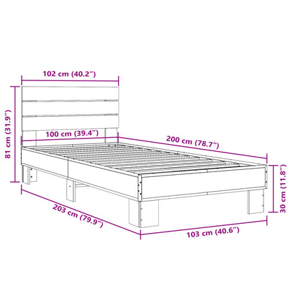 Bettgestell Schwarz 100x200 cm Holzwerkstoff und Metall