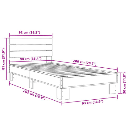 Bettgestell Schwarz 90x200 cm Holzwerkstoff und Metall