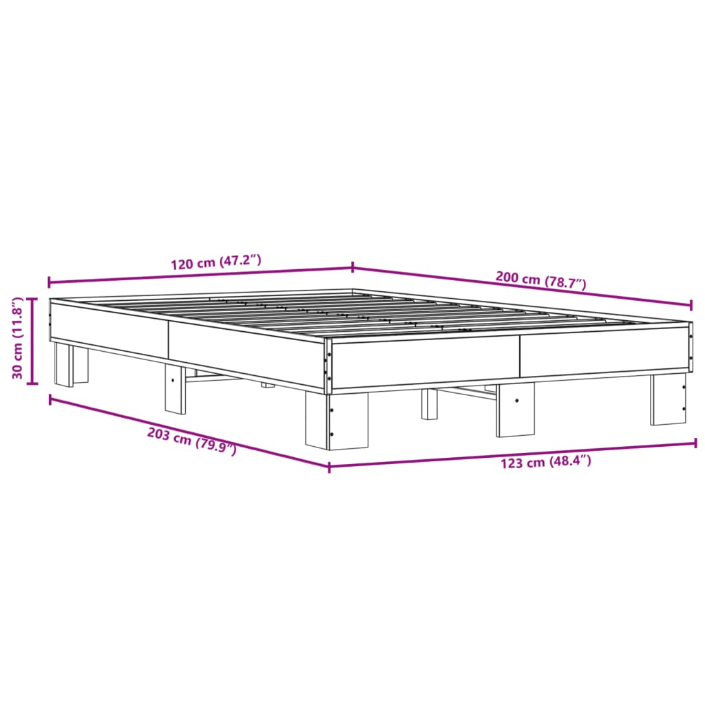 Bettgestell Schwarz 120x200 cm Holzwerkstoff und Metall