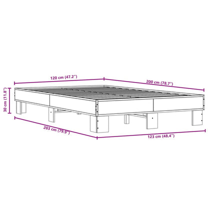 Bettgestell Sonoma-Eiche 120x200 cm Holzwerkstoff und Metall