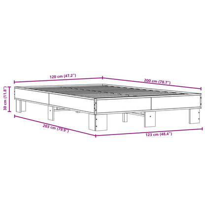 Bettgestell Grau Sonoma 120x200 cm Holzwerkstoff und Metall