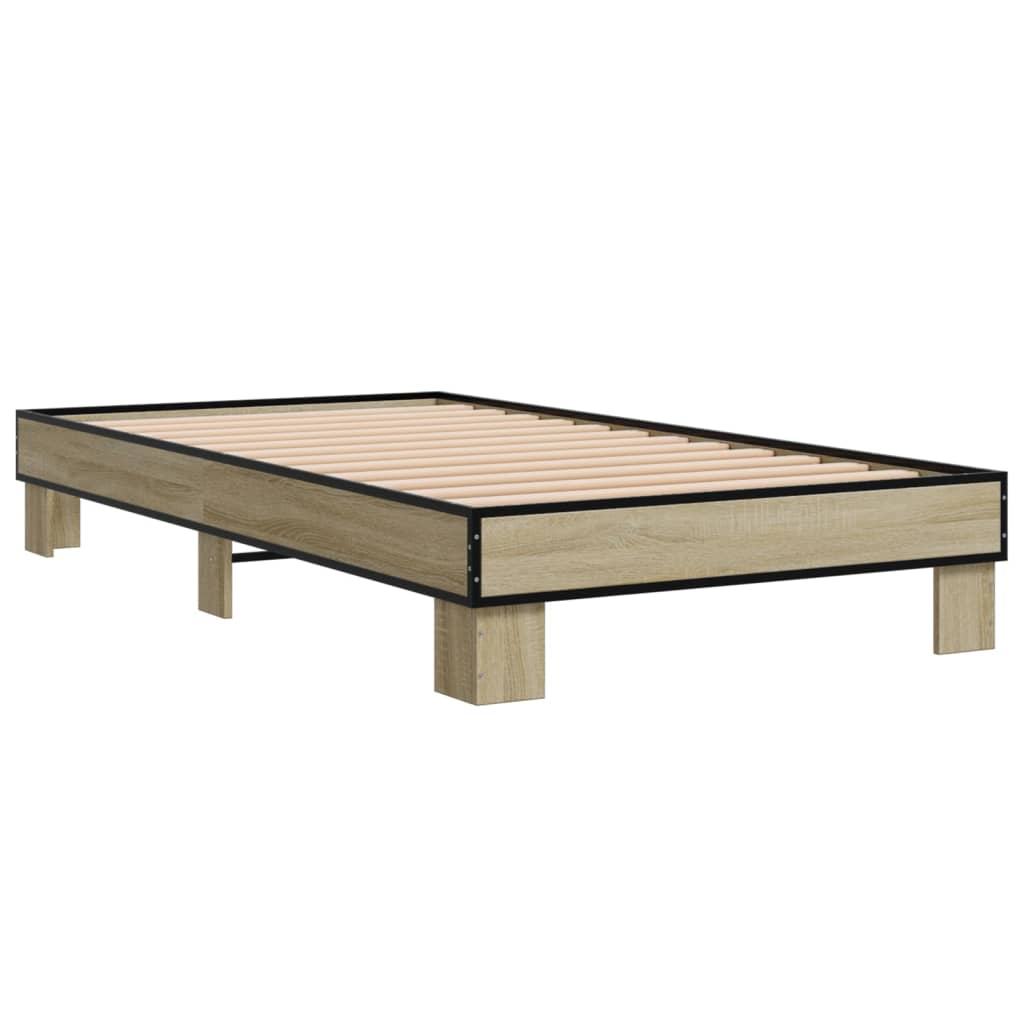 Bettgestell Sonoma-Eiche 75x190 cm Holzwerkstoff und Metall