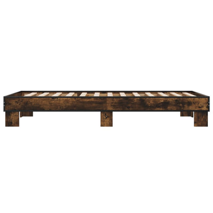 Bettgestell Räuchereiche 75x190 cm Holzwerkstoff und Metall