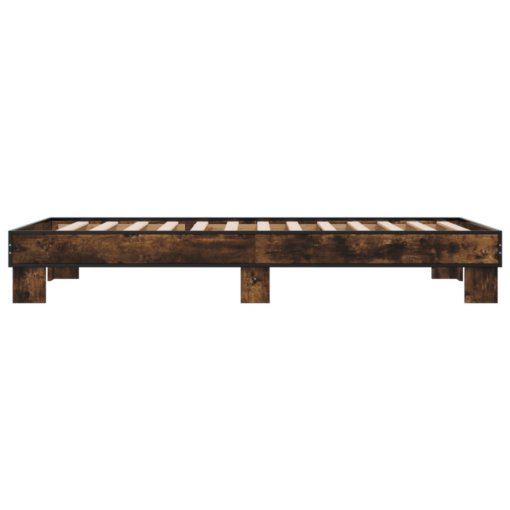 Bettgestell Räuchereiche 90x190 cm Holzwerkstoff und Metall