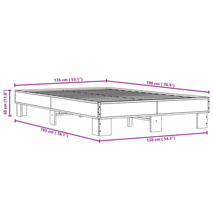 Bettgestell Grau Sonoma 135x190 cm Holzwerkstoff und Metall