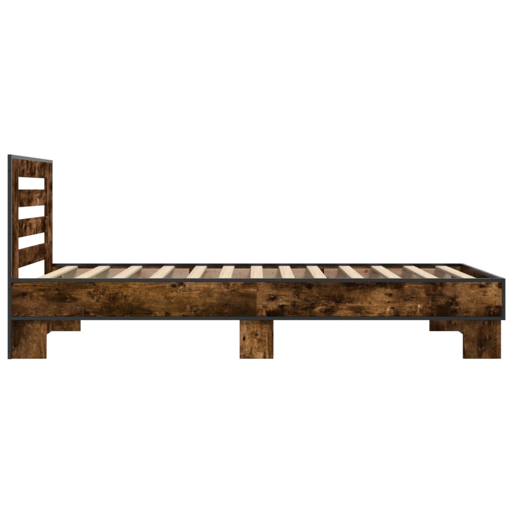 Bettgestell Räuchereiche 90x190 cm Holzwerkstoff und Metall