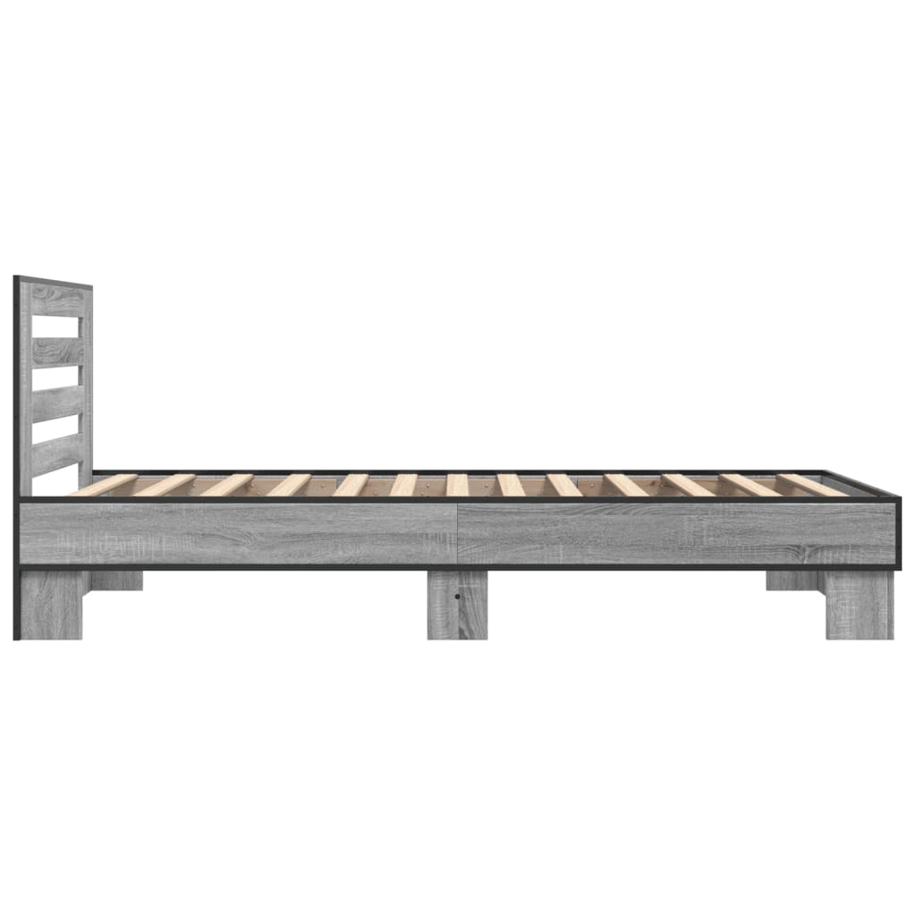 Bettgestell Grau Sonoma 90x190 cm Holzwerkstoff und Metall