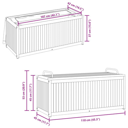 Gartenbox 110x45x42/53 cm Massivholz Akazie und Stahl