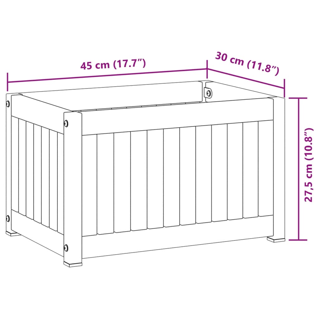 Pflanzkübel 45x30x27,5 cm Massivholz Akazie und Stahl