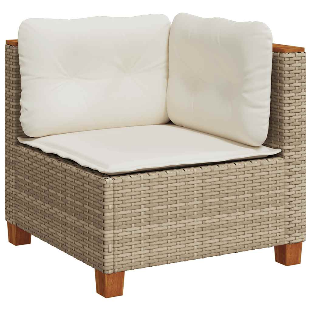 5-tlg. Garten-Sofagarnitur mit Kissen Beige Poly Rattan