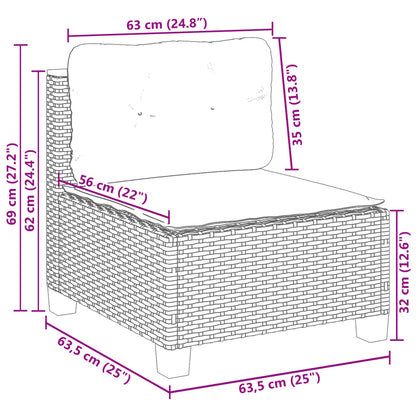 8-tlg. Garten-Sofagarnitur mit Kissen Schwarz Poly Rattan