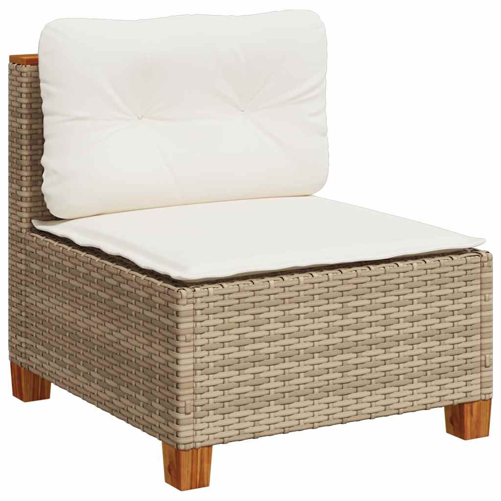 8-tlg. Garten-Sofagarnitur mit Kissen Beige Poly Rattan