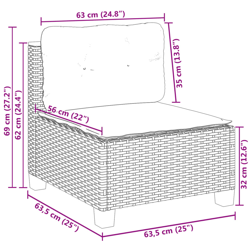 7-tlg. Garten-Sofagarnitur mit Kissen Beige Poly Rattan