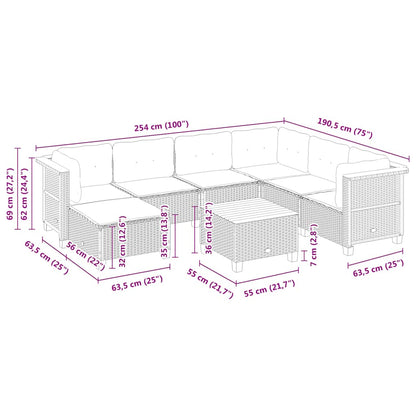 8-tlg. Garten-Sofagarnitur mit Kissen Beige Poly Rattan