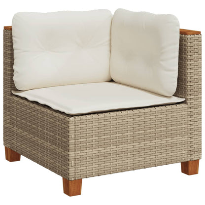 8-tlg. Garten-Sofagarnitur mit Kissen Beige Poly Rattan