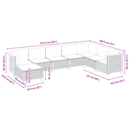 8-tlg. Garten-Sofagarnitur mit Kissen Beige Poly Rattan